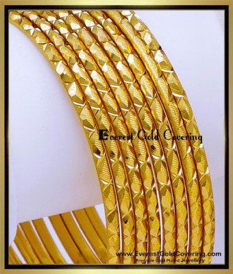 BNG947 - 2.10 Simple Gold Look Kangan Design Wedding Bangles Set