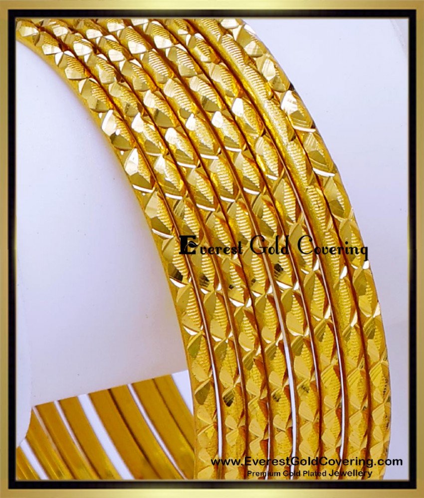 BNG947 - 2.4 Simple Gold Look Kangan Design Wedding Bangles Set
