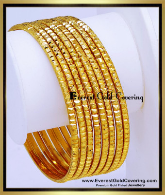BNG948 - 2.10 Gold Plated Lightweight 8 Bangles for Daily Use