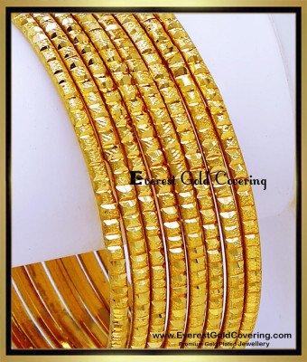 BNG948 - 2.10 Gold Plated Lightweight 8 Bangles for Daily Use