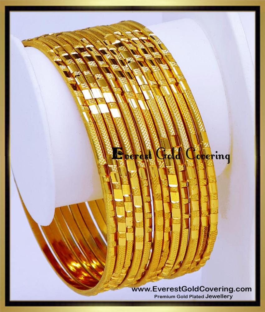 BNG951 - 2.4 South Indian Bridal Gold Plated Bangles Set Of 12