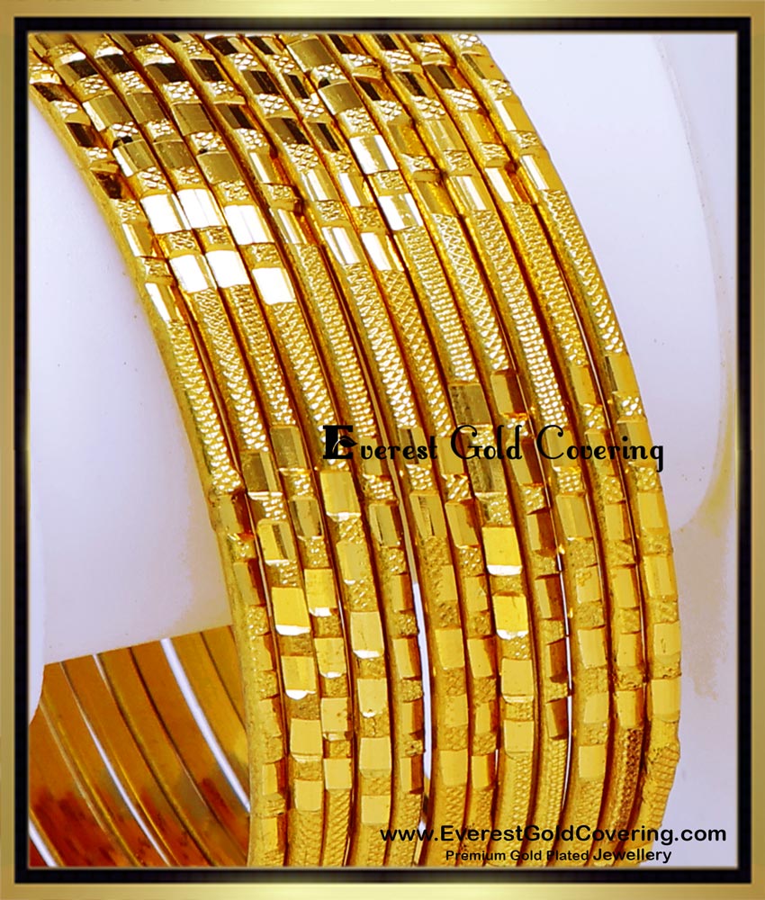 BNG951 - 2.4 South Indian Bridal Gold Plated Bangles Set Of 12