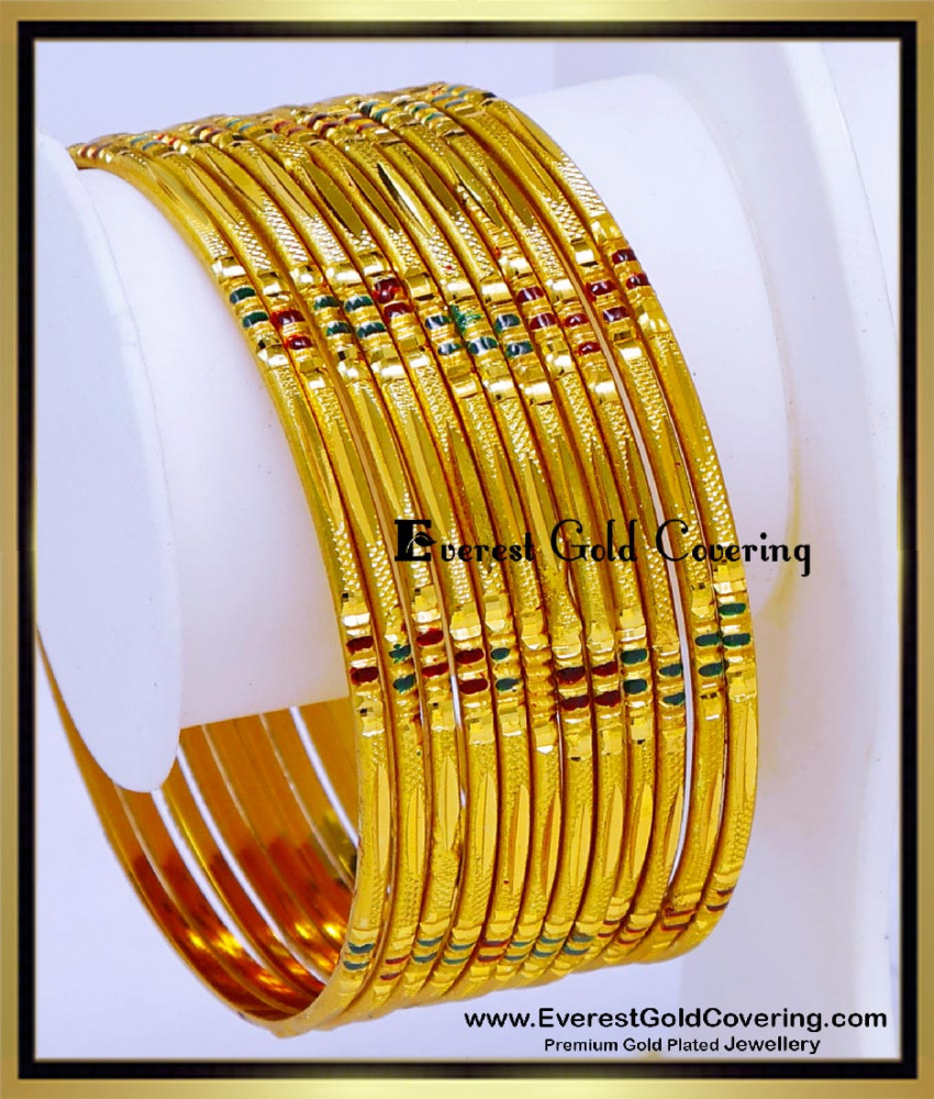 BNG952 - 2.6 Wedding Gold Plated Bangles Set Of 12 Pieces Online