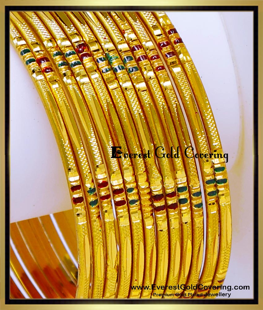 BNG952 - 2.6 Wedding Gold Plated Bangles Set Of 12 Pieces Online
