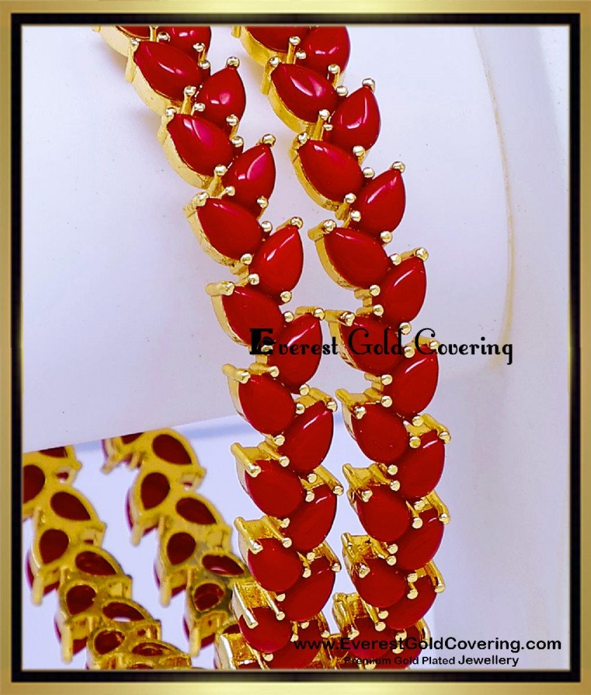 BNG972 - 2.8 High Quality Coral Leaf Design Bangles 1 Gram Gold