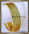 BNG975 - 2.6 Traditional Impon Emerald Stone Bangles Set Online