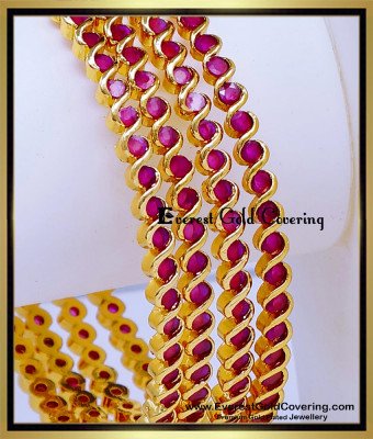 BNG976 - 2.6 Pure Impon Bridal Wear Pink Ruby Bangles Design