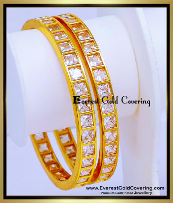 BNG978 - 2.6 Top Quality Diamond Look Impon White Stone Bangles