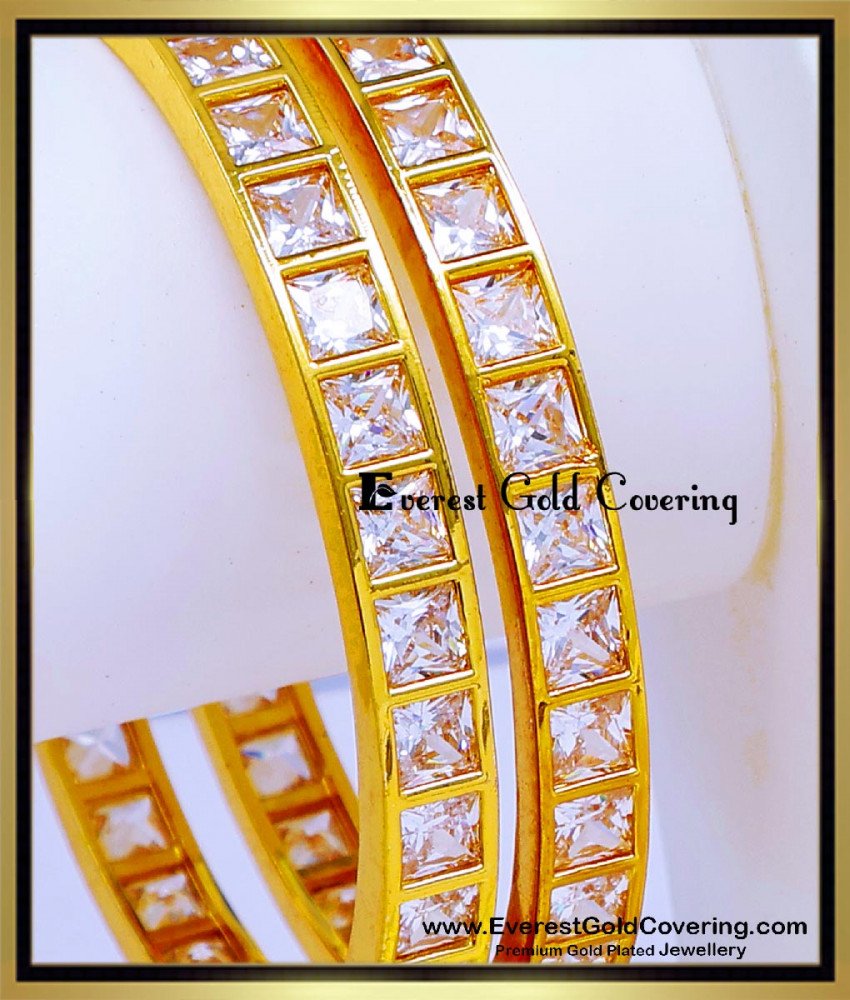 BNG978 - 2.6 Top Quality Diamond Look Impon White Stone Bangles