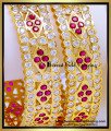 BNG980 - 2.6 Latest White and Ruby Impon Stone Wide Bangles Design