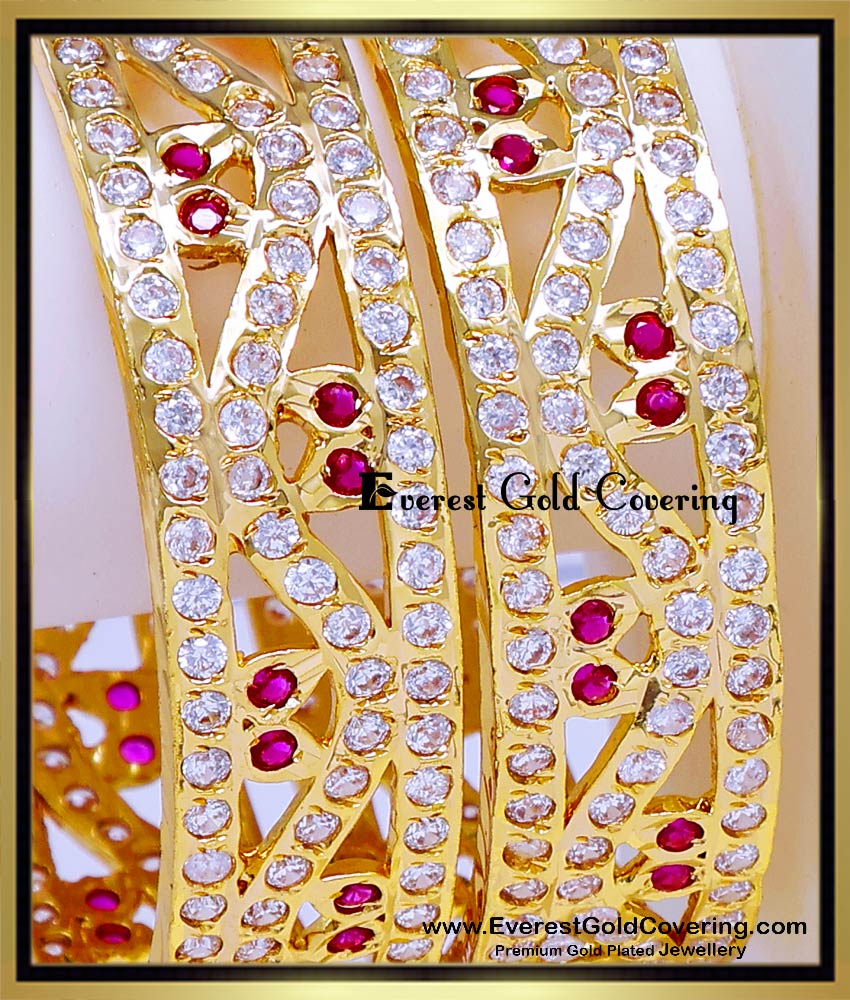 BNG981 - 2.8 First Quality Stone Five Metal Impon Bangles for Wedding