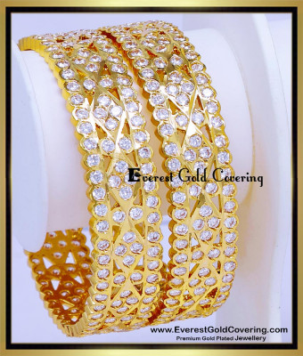 BNG982 - 2.6 Bridal Wear High Quality White Stone Impon Bangles