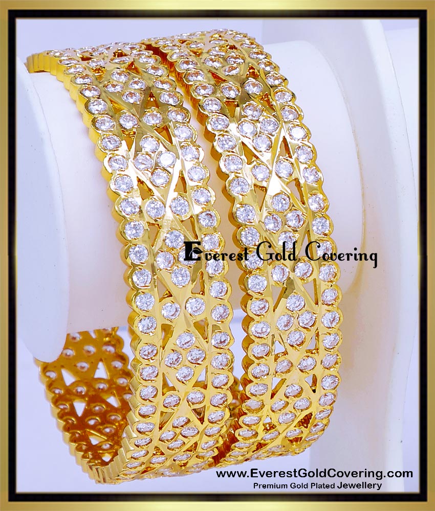 BNG982 - 2.6 Bridal Wear High Quality White Stone Impon Bangles