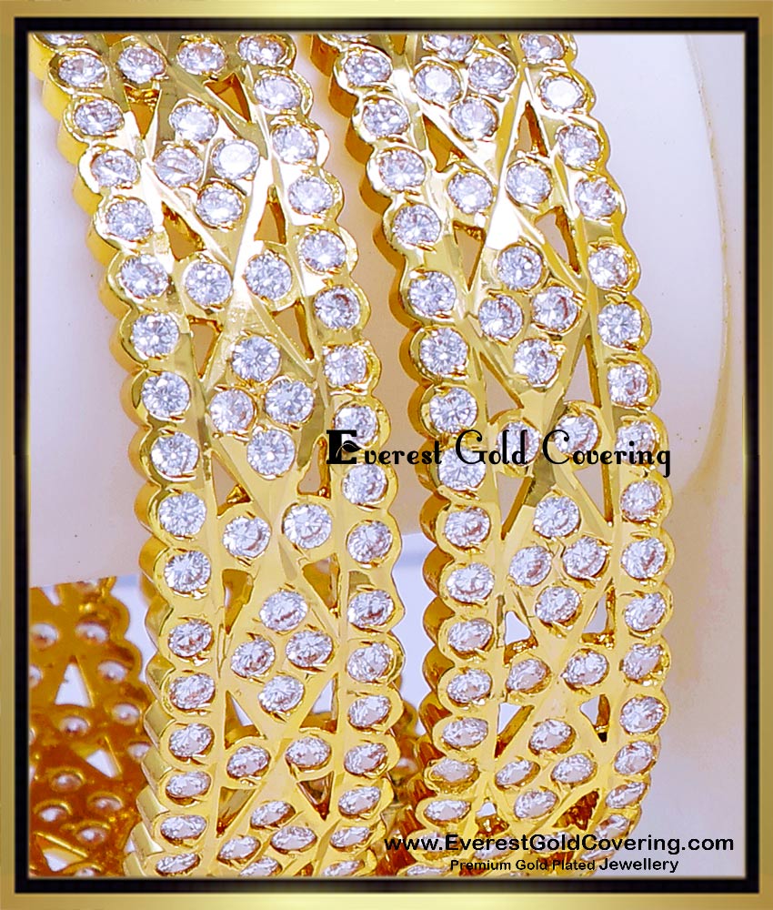 BNG982 - 2.6 Bridal Wear High Quality White Stone Impon Bangles