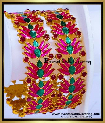 BNG984 - 2.4 Latest Lotus Design Antique Bangles Set for Women