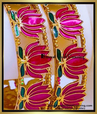 BNG985 - 2.4 Beautiful Antique Lotus Bangles Set Buy Online