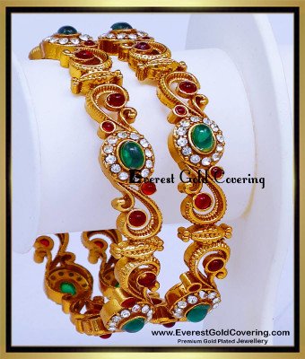 BNG986 - 2.10 Latest Antique Gold Bangles Designs for Wedding