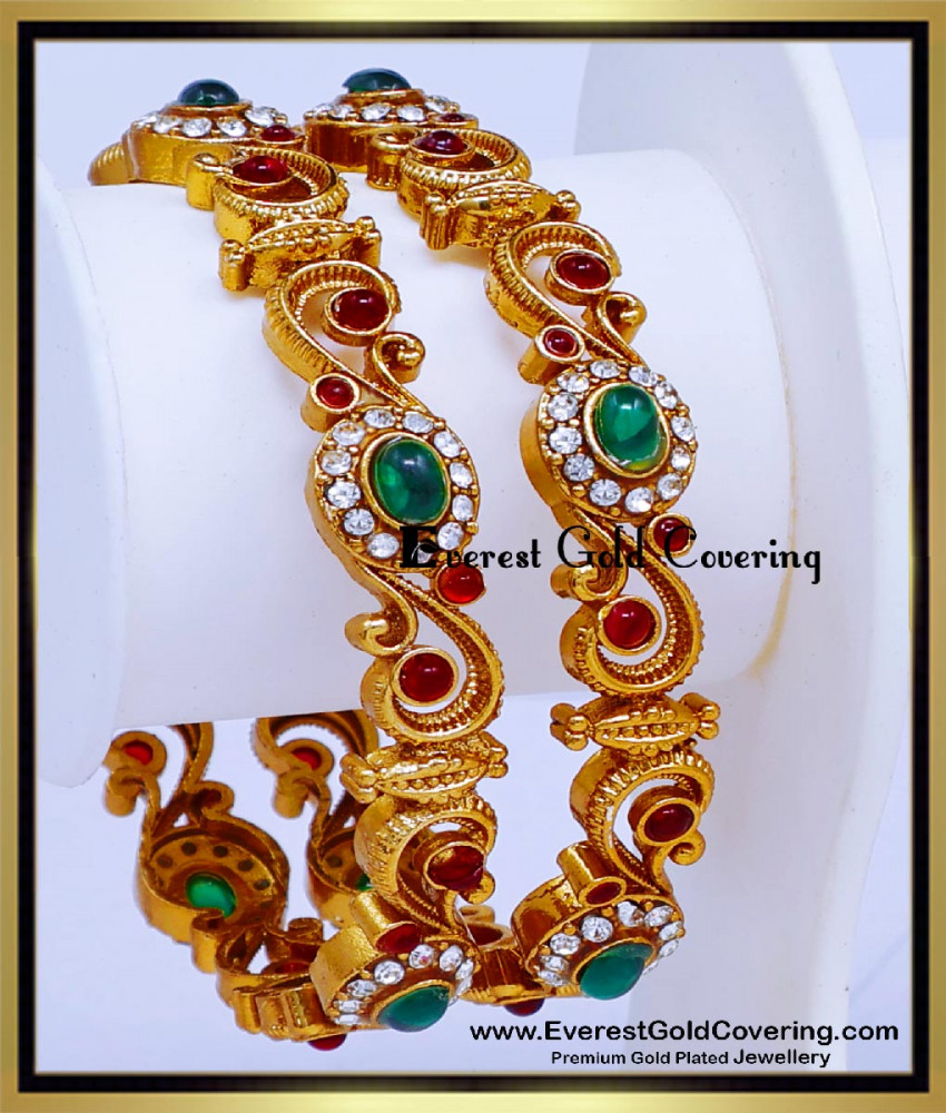 BNG986 - 2.4 Latest Antique Gold Bangles Designs for Wedding