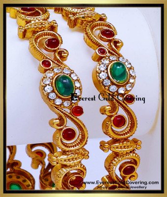 BNG986 - 2.10 Latest Antique Gold Bangles Designs for Wedding