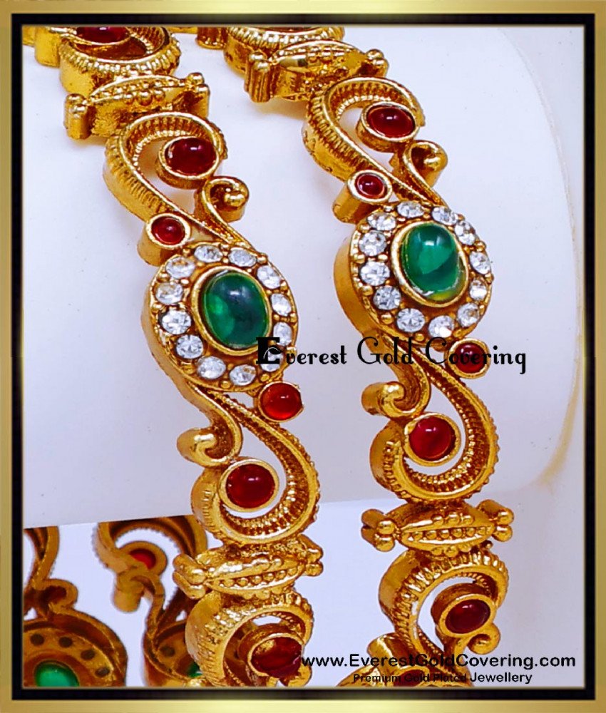 BNG986 - 2.4 Latest Antique Gold Bangles Designs for Wedding