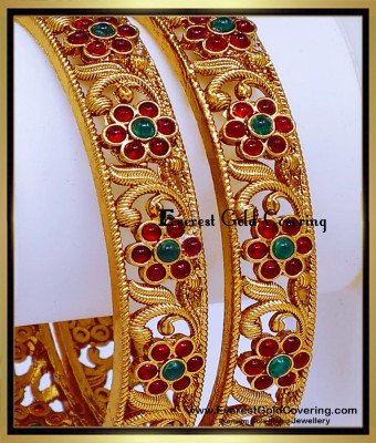 BNG987 - 2.4 Traditional Antique Bangles Gold Pattern for Women