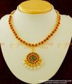 BNS07 - Temple Necklace Maroon and Green with Pearl Necklace Traditional Indian Jewellery Buy Online