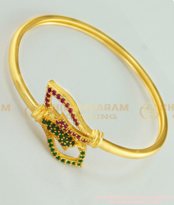 BCT112 - 2.6 size Gold Look Party Wear High Quality CZ Stone Gold Plated Lock Open Type Bracelet for Ladies