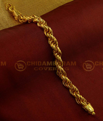BCT115 - Gold Plated Heavy Thick Twisted Hand Chain Dragon Design Bracelet for Men