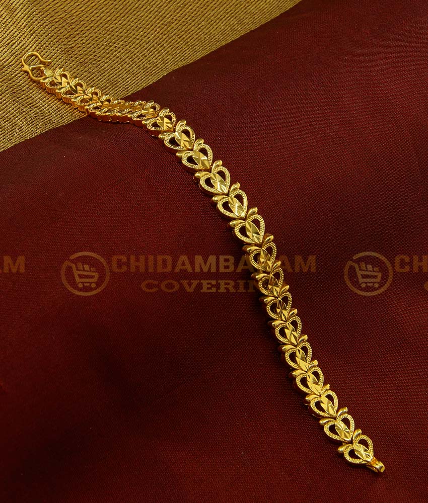 BCT118 - Stunning Gold One Gram Gold Heart Design Hand Chain Bracelet for Girls
