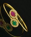 BCT125 - 2-6 size New Open Bangle Type Bracelet Pink and Green Stone Party Wear Gold Plated Women Bracelet Designs