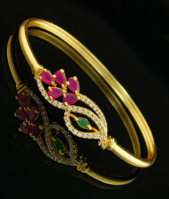 BCT128 - 2.4 size Unique Party Wear High Quality Multi Stone One Gram Gold Bracelet Design for Ladies