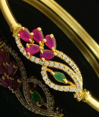 BCT128 - 2.4 size Unique Party Wear High Quality Multi Stone One Gram Gold Bracelet Design for Ladies