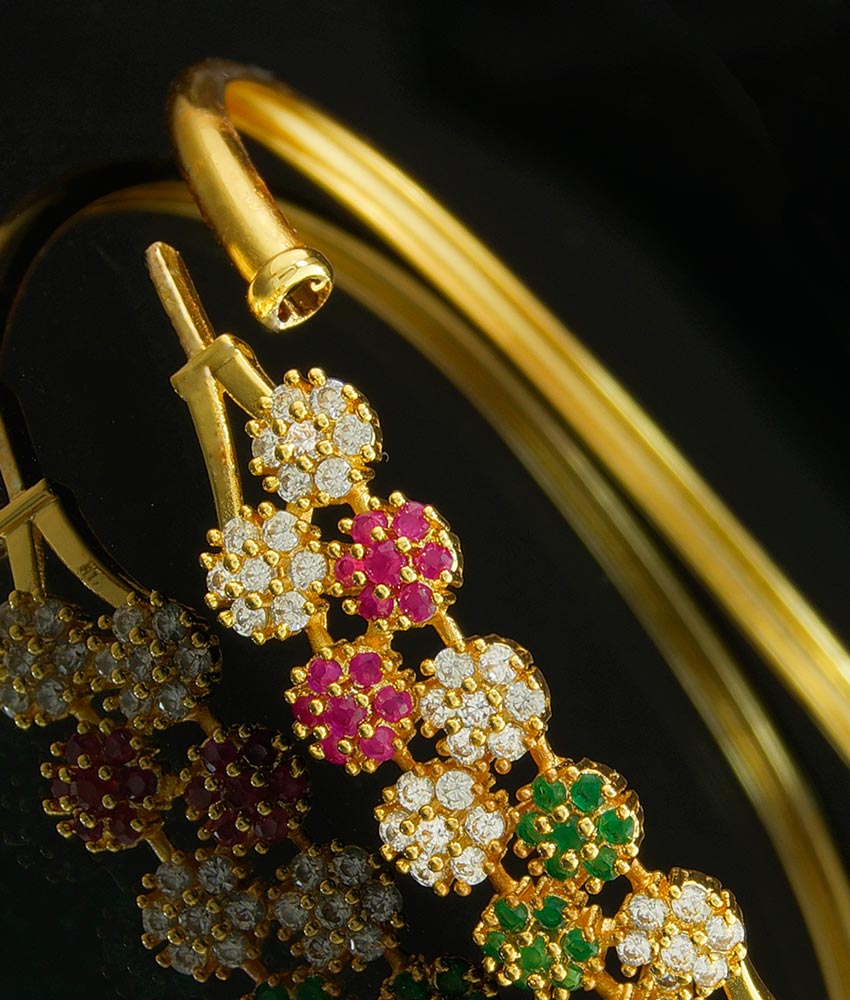 BCT131 - 2.6 Size Trendy One Gram Gold Plated Openable Bangles Style Stone Bracelet 