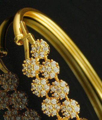 BCT133 - 2.4 Size Elegant Diamond Bracelet Design 1 Gram Gold Open Type Bangle Style Kada Bracelet 