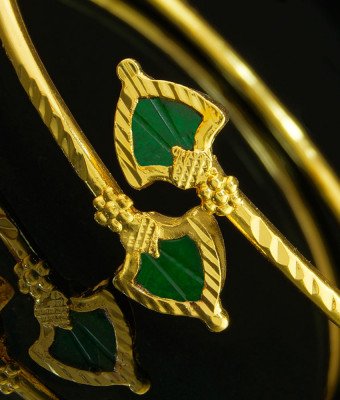 BCT135 - 2.6 size Kerala Jewellery One Gram Gold Bangle Type Adjustable Green Palakka Bracelet Buy Online
