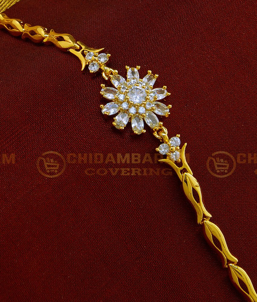 BCT137 - Unique American Diamond Rose Gold Flower Design Bracelet for Girls
