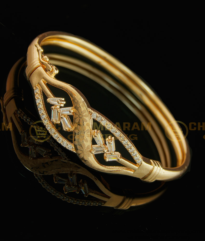 BCT163 - 2.6 size Sparkling White Zircon Stone Luxury Rose Gold Designer Bracelet for Female   