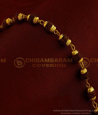 BCT174 - Gold Plated Light Weight Rudraksha Hand Bracelet Men and Women 