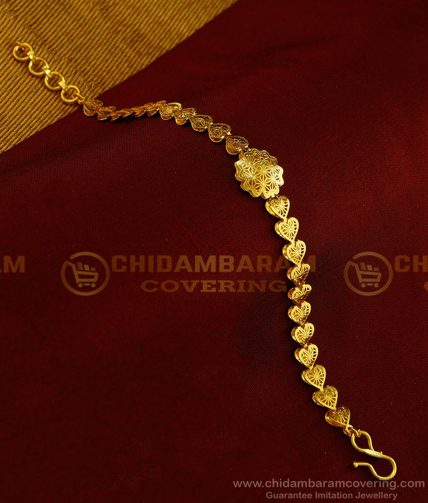 BCT177 - One Gram Gold Pretty Heart Design Light Weight Bracelet Design for Women