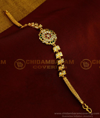 BCT181 - Five Metal Multi Stone Flower Design Bracelet Impon Bracelet for Women