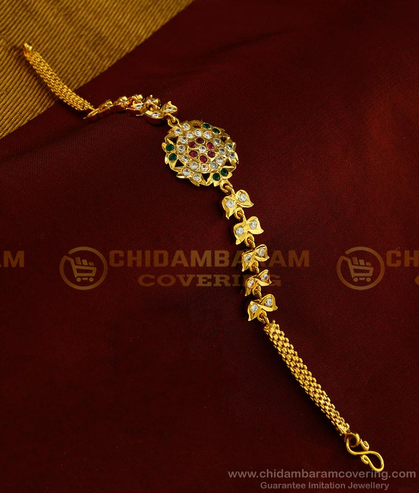 BCT181 - Five Metal Multi Stone Flower Design Bracelet Impon Bracelet for Women