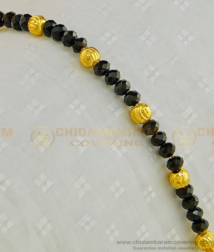 BCT183 - Beautiful Kids Bracelet Gold Plated Black Beads with Gold Balls Hand Bracelet For Boy Baby