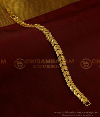 BCT188 - Unique Solid Leaf Design Micro Gold Plated Stylish Gold Bracelet for Girls  