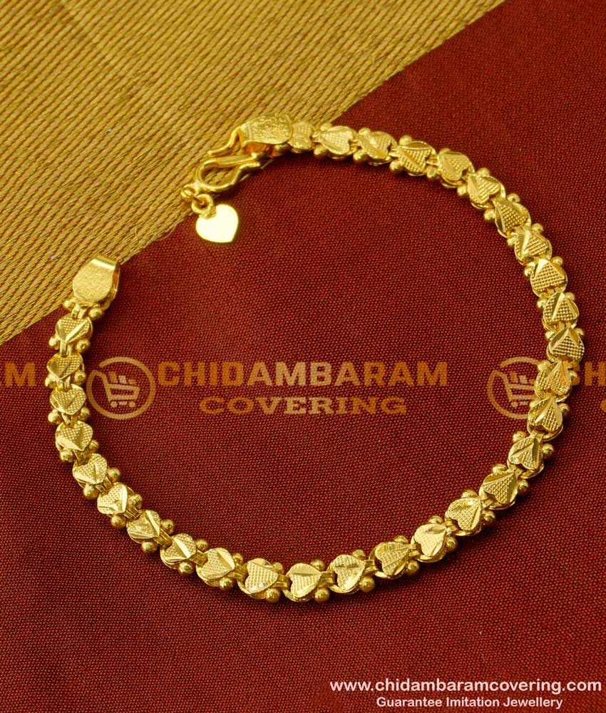 BCT020 - Women’s Gold Plated Heart Link Design Bracelet Buy Online 
