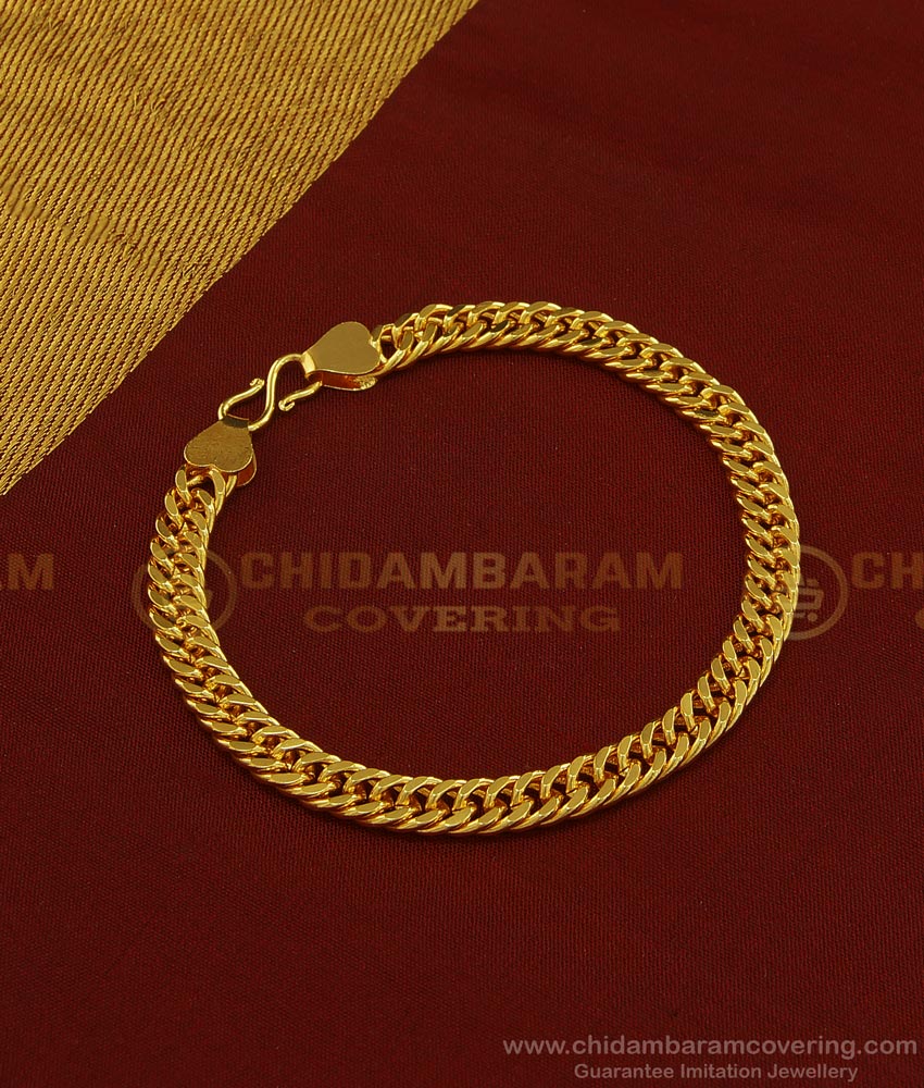 BCT201 - 5.5 Inch Real Gold Bracelet Design One Gram Gold Plated Cuban Link Chain Solid Bracelet  