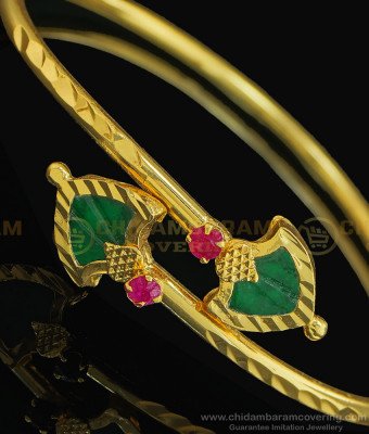 BCT202 - 2.6 size Traditional Kerala Stone Open Type Green Palakka Bracelet for Women