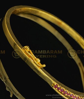 BCT203 - 2.6 size One Gram Gold Stylish Ruby Flower Design Open Kappu Type Bracelet Buy Online
