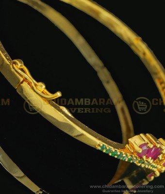 BCT206 - 2.6 size Beautiful Ruby Emerald Stone Leaf Design Ladies Bracelet Imitation Jewellery Online