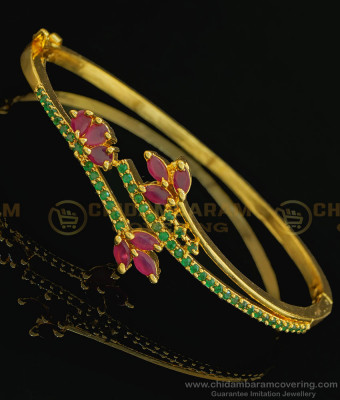 BCT206 - 2.6 size Beautiful Ruby Emerald Stone Leaf Design Ladies Bracelet Imitation Jewellery Online