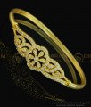 BCT207 - 2.6 size Buy One Gram Gold American Diamond White Stone Flower Design Kada Women's Bracelet 